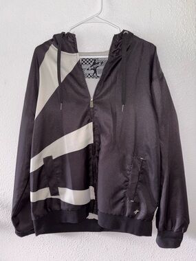 Surplus Japanese Brand Black & White Hooded Zip Jacket size Large